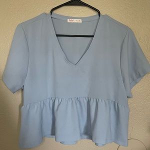 Romwe blue crop top size Large